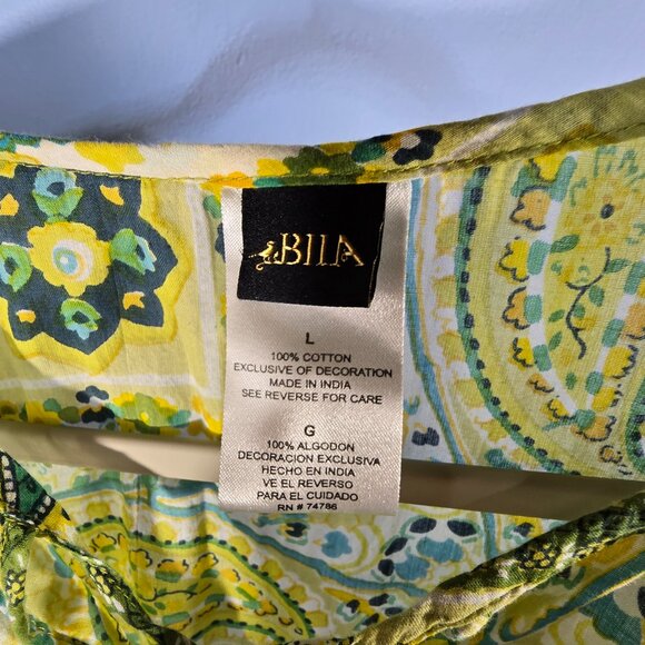 Bila Tunic Women's Size L Green Floral Paisley Bohemian Peasant Style (P-2) - Picture 7 of 9